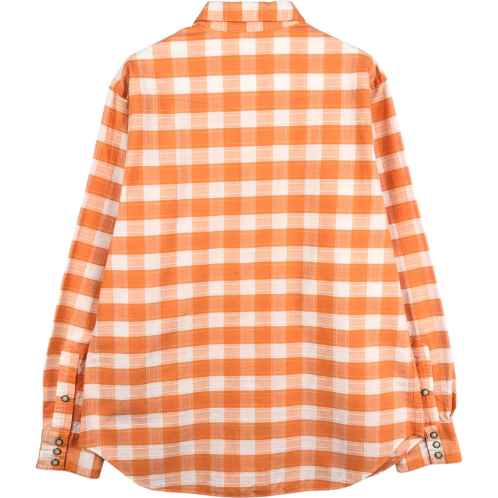 Ralph Lauren POLO by Ralph Lauren Check Pattern Long-Sleeve Western Shirt, Men's Size L (approx.) cotton orange type Vintage Second Hand
