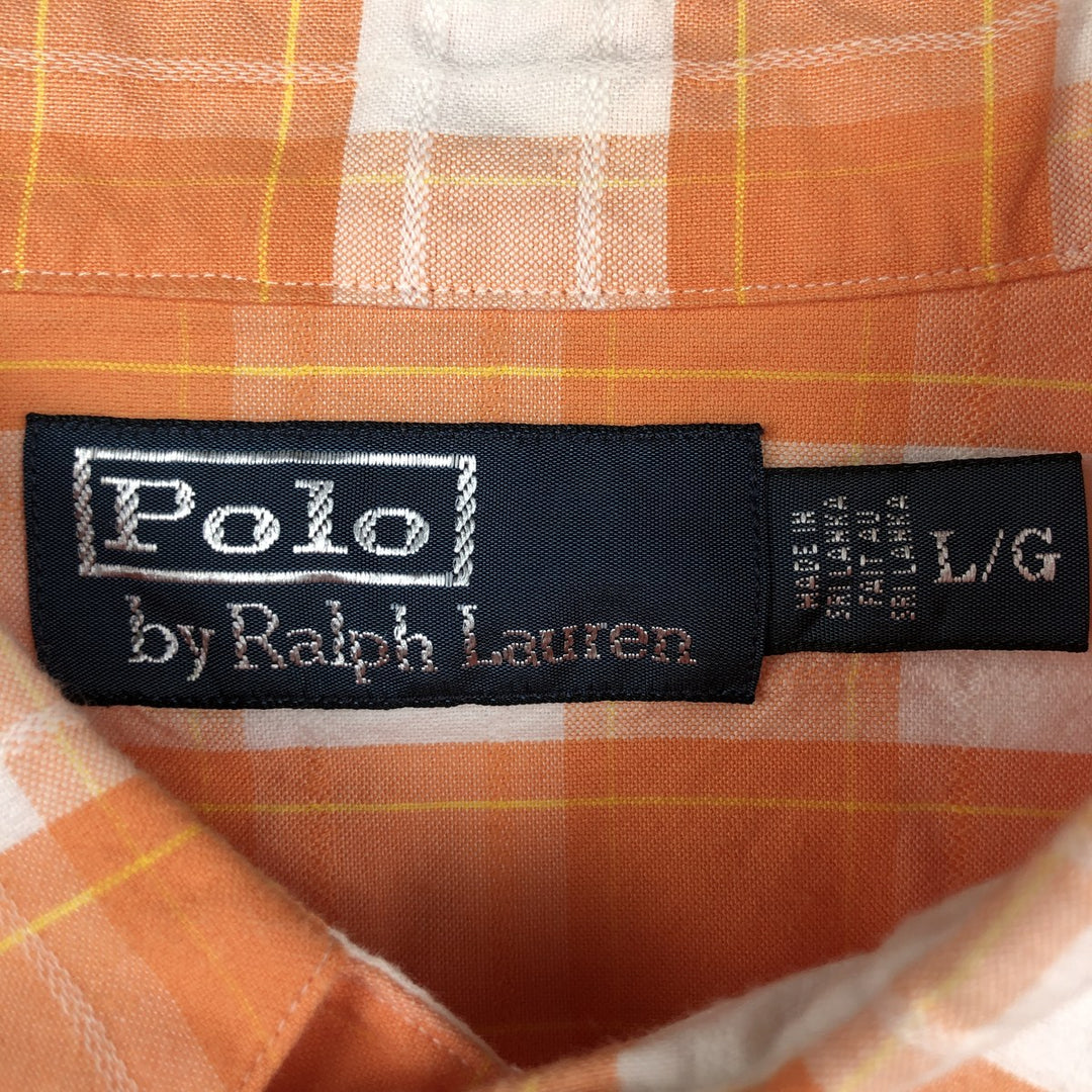 Ralph Lauren POLO by Ralph Lauren Check Pattern Long-Sleeve Western Shirt, Men's Size L (approx.) cotton orange type Vintage Second Hand