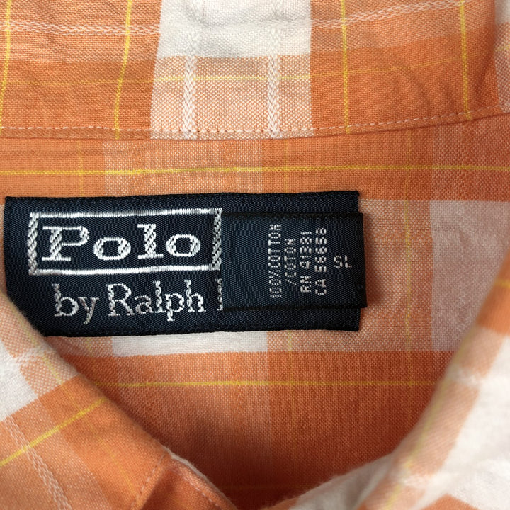 Ralph Lauren POLO by Ralph Lauren Check Pattern Long-Sleeve Western Shirt, Men's Size L (approx.) cotton orange type Vintage Second Hand