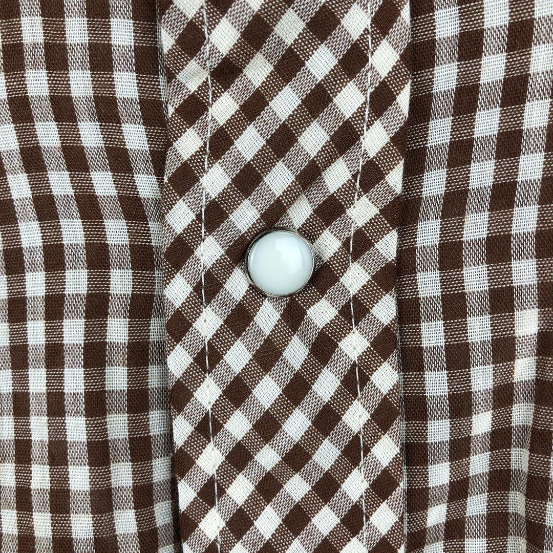 ~1980'S Wrangler Western Shirt, Gingham Check, Long Sleeve, Made in USA, Men's XL equivalent, Vintage unclear brown type Vintage Second Hand