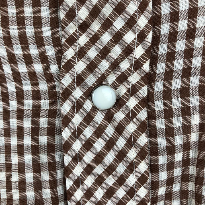 ~1980'S Wrangler Western Shirt, Gingham Check, Long Sleeve, Made in USA, Men's XL equivalent, Vintage unclear brown type Vintage Second Hand