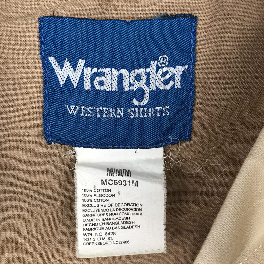 Wrangler Western Shirts, all-over print, long-sleeved, men's size M (approx.) cotton unbleached Vintage Second Hand