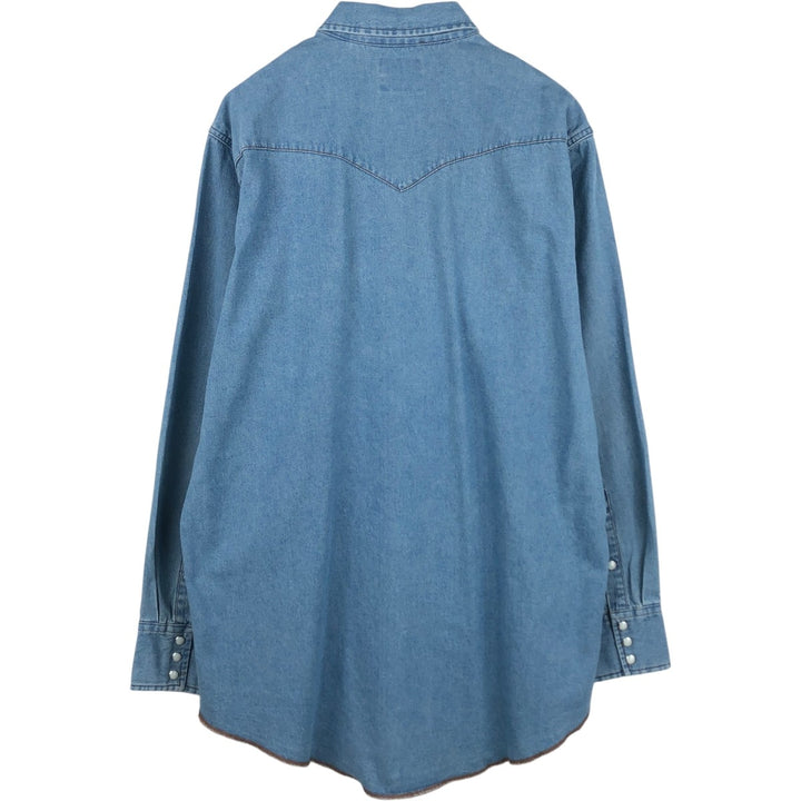 Wrangler Long Sleeve Denim Western Shirt, Men's XL cotton Blue type light blue Vintage Second Hand