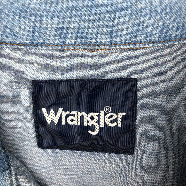 Wrangler Long Sleeve Denim Western Shirt, Men's XL cotton Blue type light blue Vintage Second Hand