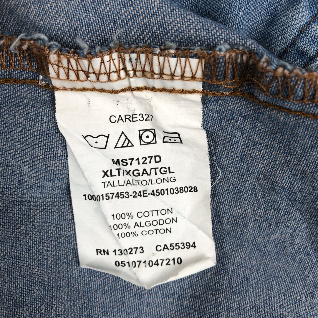Wrangler Long Sleeve Denim Western Shirt, Men's XL cotton Blue type light blue Vintage Second Hand