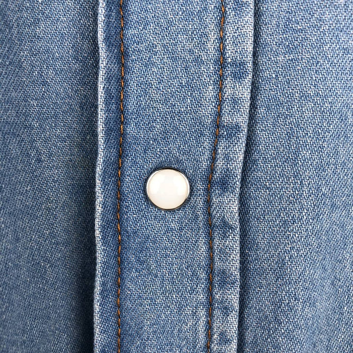 Wrangler Long Sleeve Denim Western Shirt, Men's XL cotton Blue type light blue Vintage Second Hand