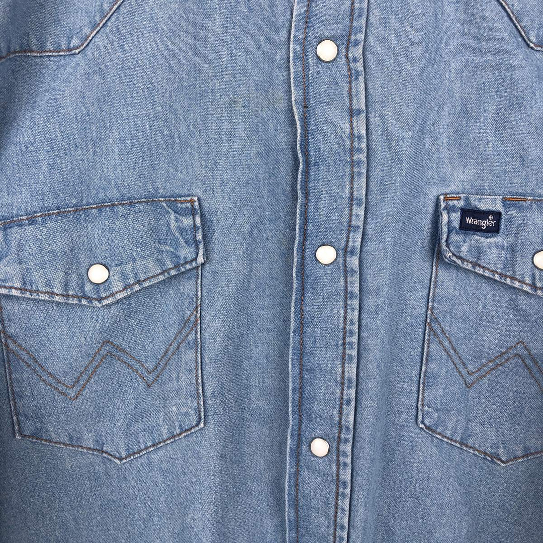 Wrangler Long Sleeve Denim Western Shirt, Men's XL cotton Blue type light blue Vintage Second Hand