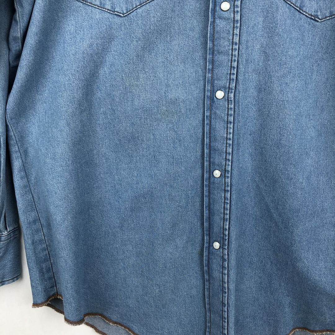 Wrangler Long Sleeve Denim Western Shirt, Men's XL cotton Blue type light blue Vintage Second Hand