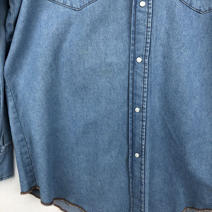 Wrangler Long Sleeve Denim Western Shirt, Men's XL cotton Blue type light blue Vintage Second Hand