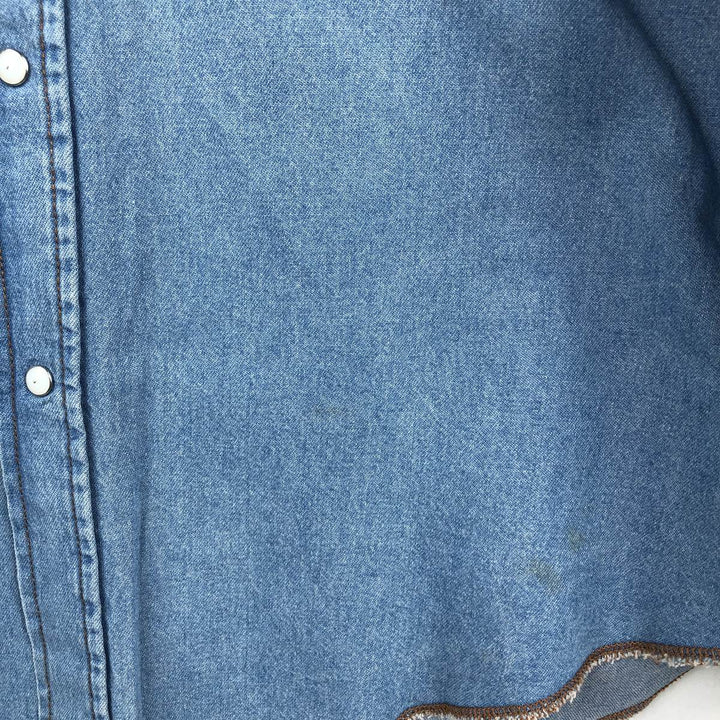 Wrangler Long Sleeve Denim Western Shirt, Men's XL cotton Blue type light blue Vintage Second Hand