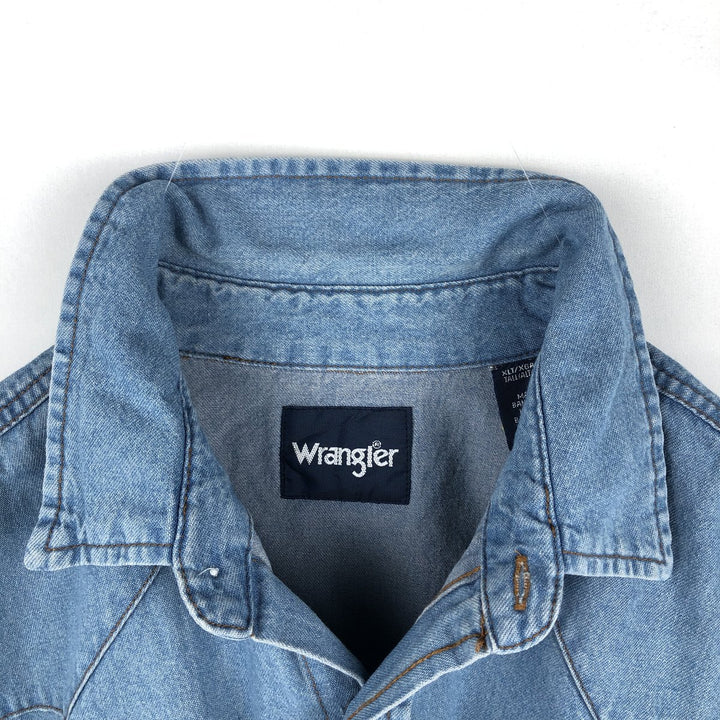 Wrangler Long Sleeve Denim Western Shirt, Men's XL cotton Blue type light blue Vintage Second Hand