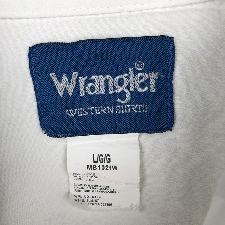 Wrangler Western Shirts, Long Sleeve Denim Western Shirt, Men's Size L (approx.) cotton white type Vintage Second Hand