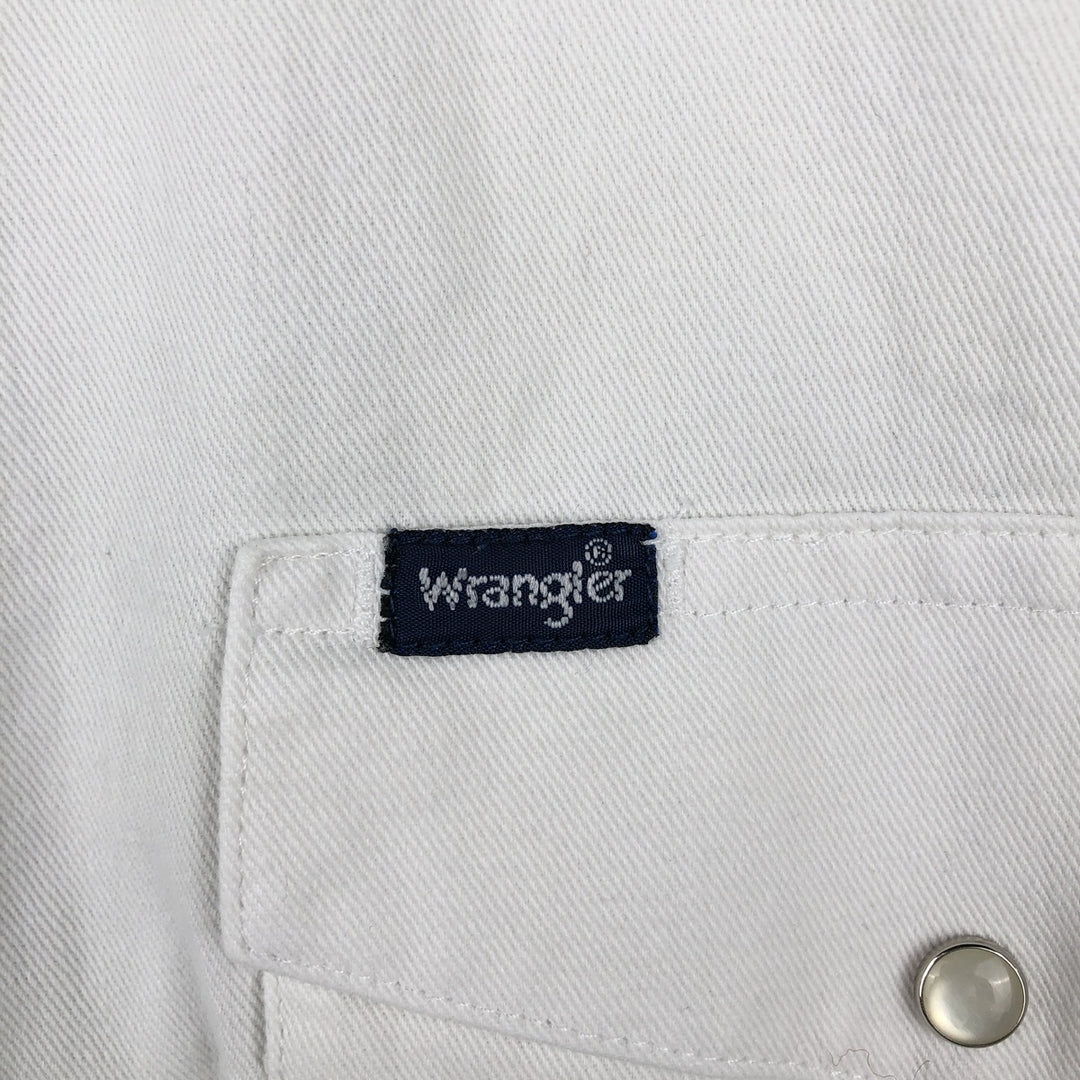 Wrangler Western Shirts, Long Sleeve Denim Western Shirt, Men's Size L (approx.) cotton white type Vintage Second Hand