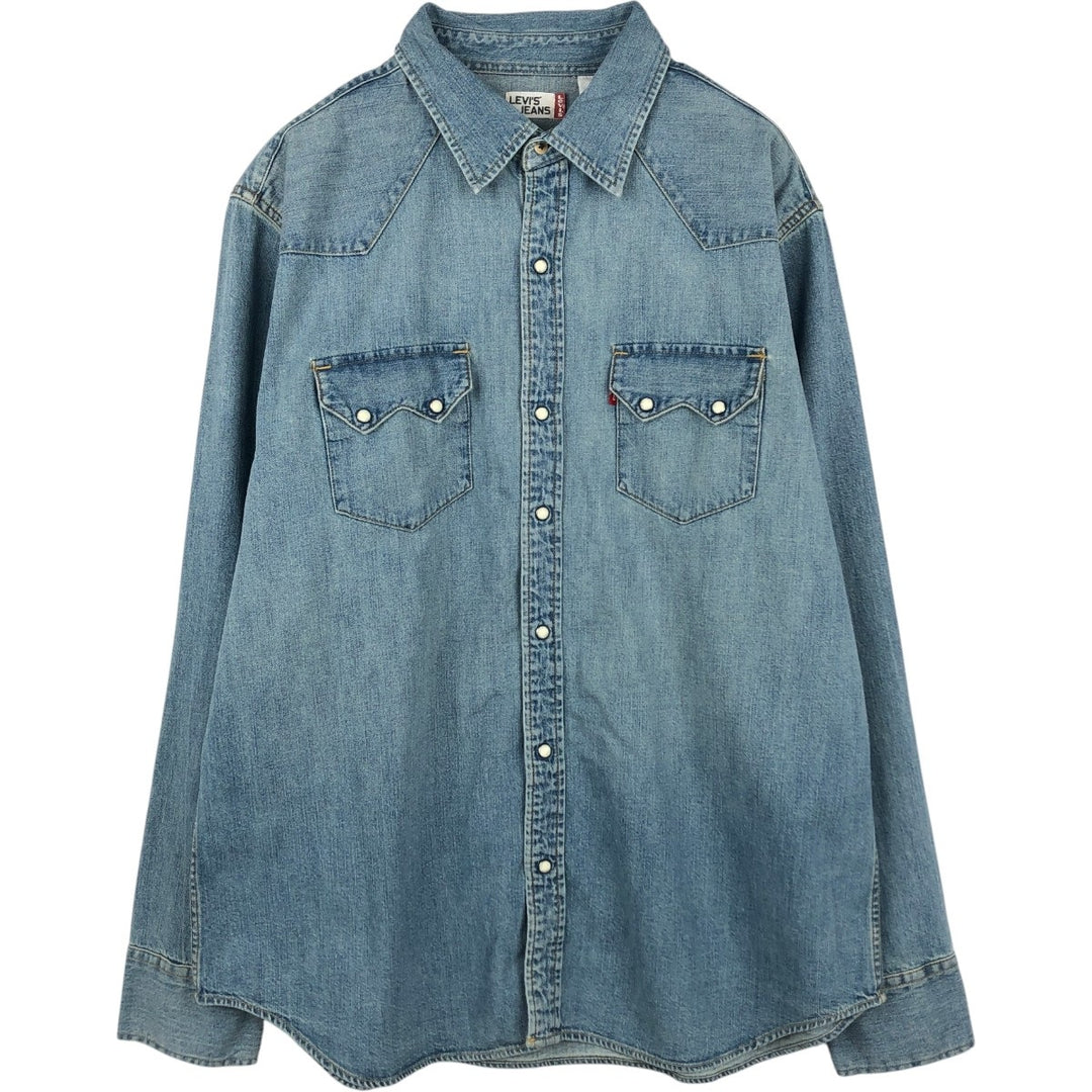 90s-00'S Levi's Jeans Long-Sleeve Denim Western Shirt, Men's Size L (approx.), Vintage cotton Blue type light blue Vintage Second Hand