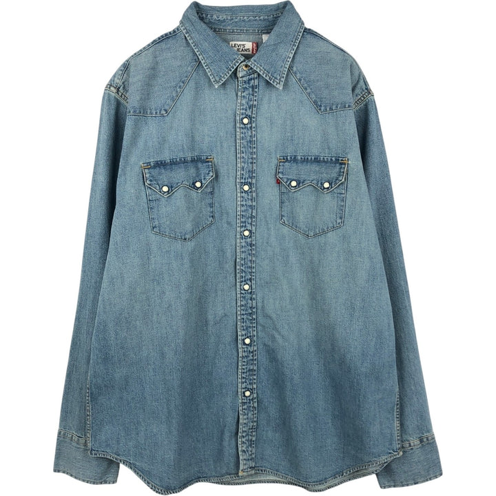 90s-00'S Levi's Jeans Long-Sleeve Denim Western Shirt, Men's Size L (approx.), Vintage cotton Blue type light blue Vintage Second Hand