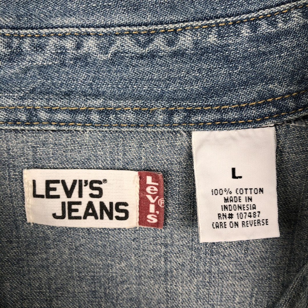 90s-00'S Levi's Jeans Long-Sleeve Denim Western Shirt, Men's Size L (approx.), Vintage cotton Blue type light blue Vintage Second Hand