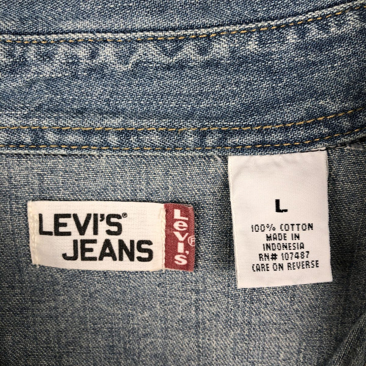 90s-00'S Levi's Jeans Long-Sleeve Denim Western Shirt, Men's Size L (approx.), Vintage cotton Blue type light blue Vintage Second Hand
