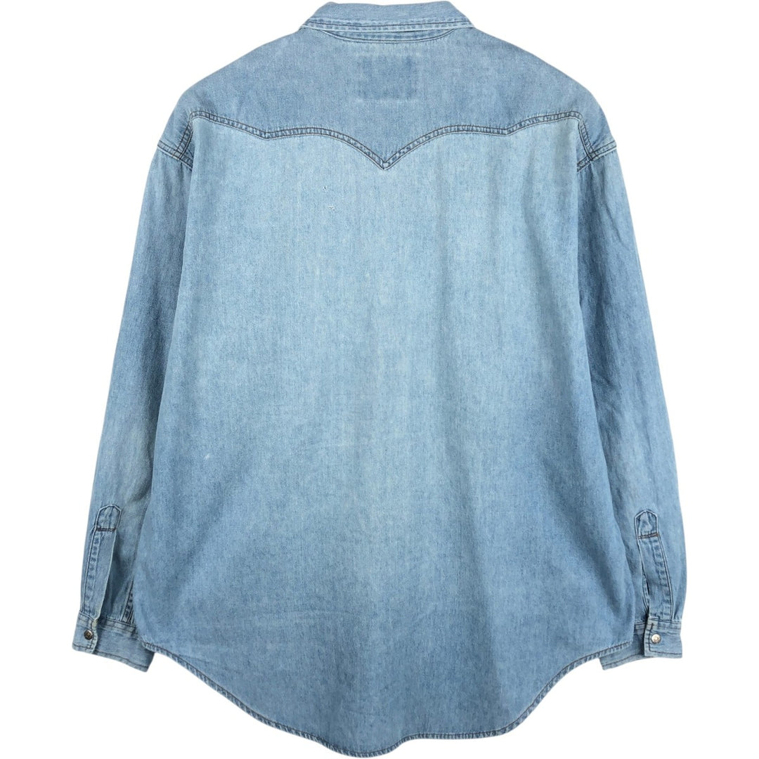 Levi's Long-Sleeve Denim Western Shirt, Men's Size XL (approx.) cotton Blue type light blue Vintage Second Hand