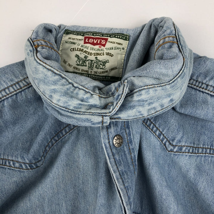 Levi's Long-Sleeve Denim Western Shirt, Men's Size XL (approx.) cotton Blue type light blue Vintage Second Hand