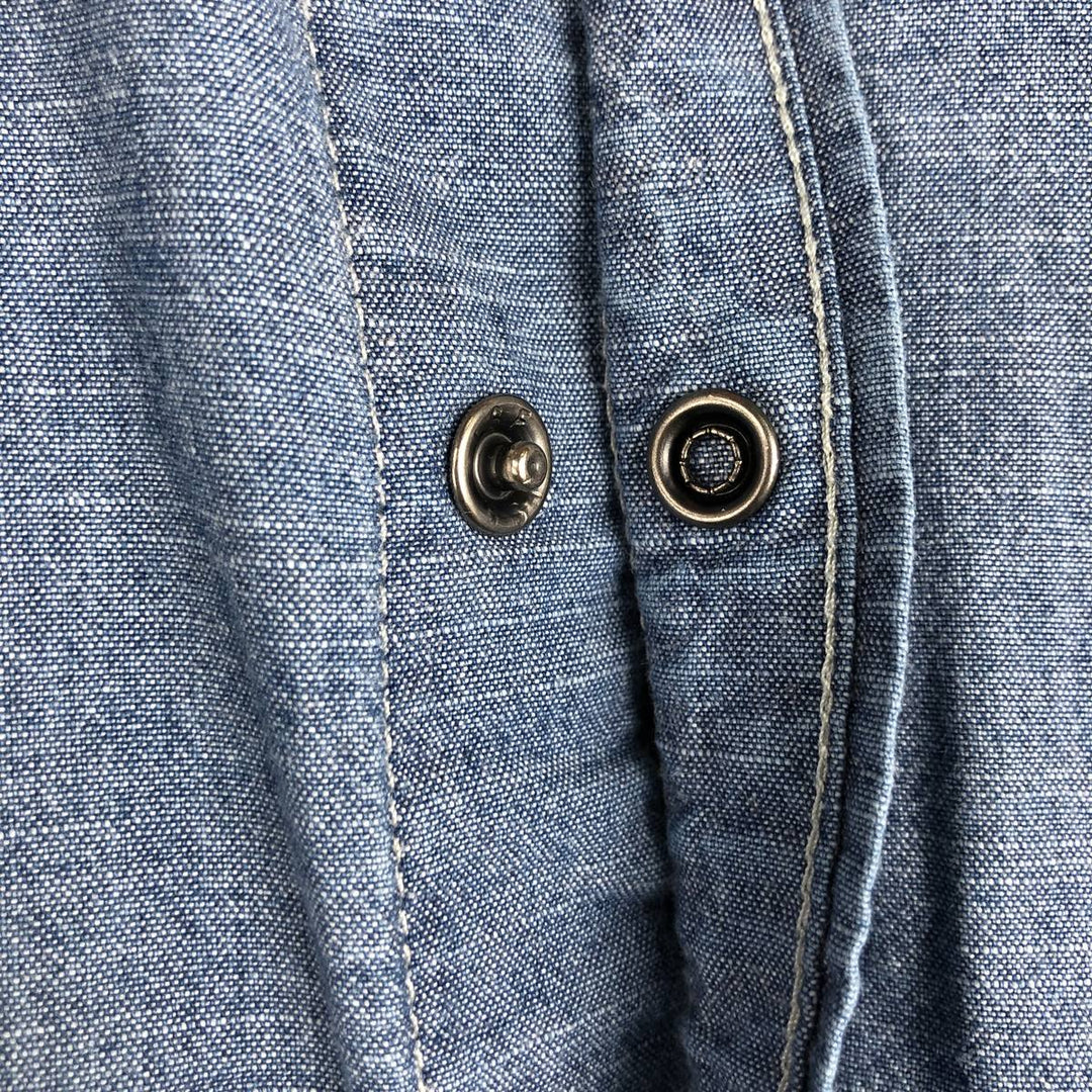 Ralph Lauren DENIM&SUPPLY American flag pattern long-sleeved Western shirt, men's size L (approx.) cotton blue type Vintage Second Hand