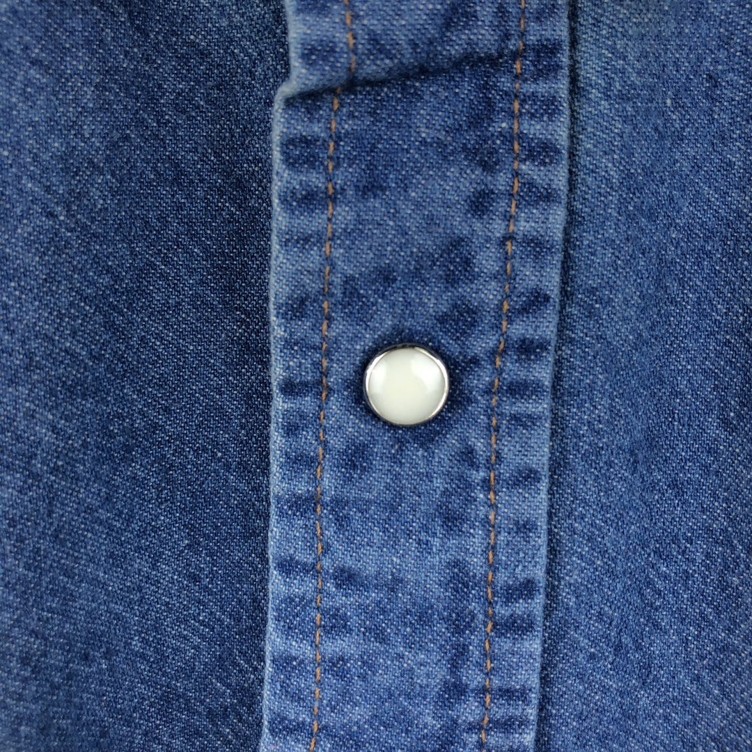 90'S Wrangler Regular Fit Long-Sleeve Denim Western Shirt, Men's Size M (Equivalent), Vintage cotton blue type Vintage Second Hand