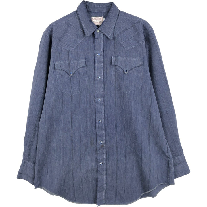 1970'S H BAR C RANCHWEAR Long Tail Western Shirt, Made in USA, Men's Size L (approx.) unclear purple type Vintage Second Hand