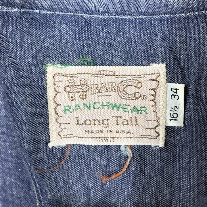 1970'S H BAR C RANCHWEAR Long Tail Western Shirt, Made in USA, Men's Size L (approx.) unclear purple type Vintage Second Hand