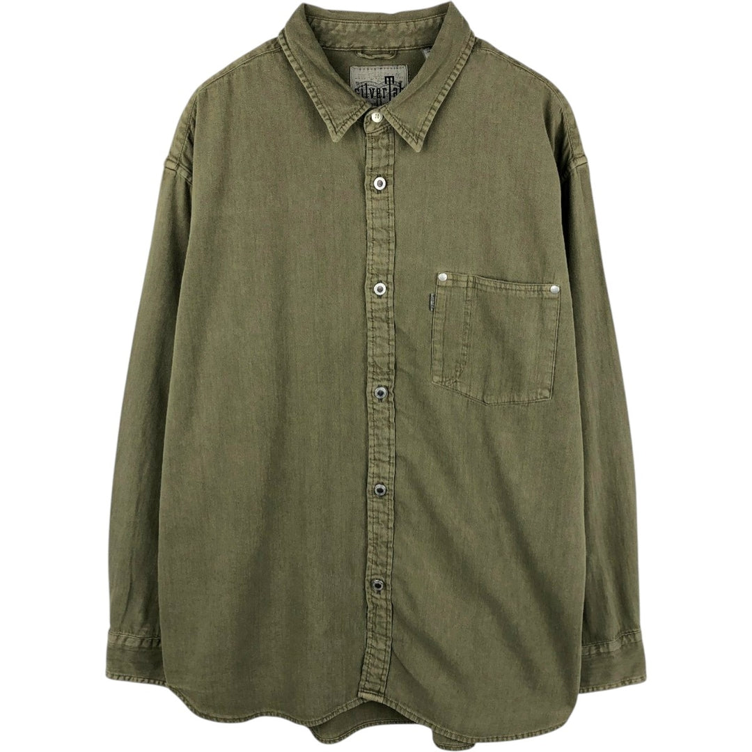 Levi's Silver Tab Long-Sleeve Cotton Shirt, Men's Size M (approx.) cotton Khaki type Vintage Second Hand