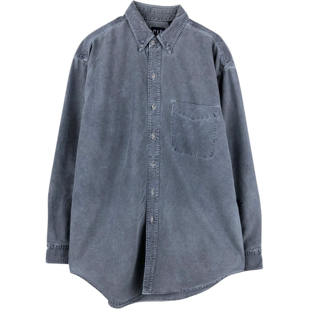 90'S GAP (Old GAP) Long-Sleeve Button-Down Shirt, Made in USA, Men's Size M (Equivalent), Vintage cotton Charcoal Vintage Second Hand