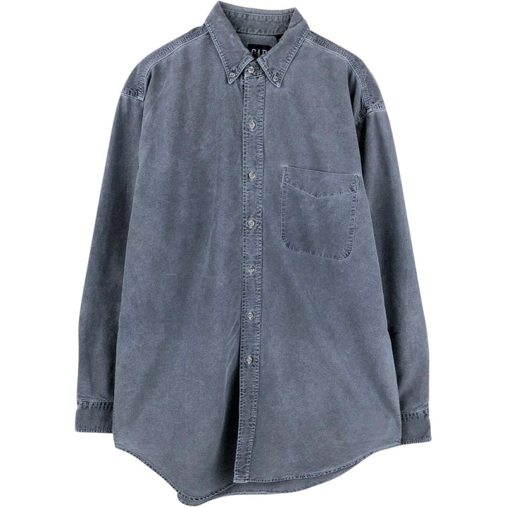 90'S GAP (Old GAP) Long-Sleeve Button-Down Shirt, Made in USA, Men's Size M (Equivalent), Vintage cotton Charcoal Vintage Second Hand