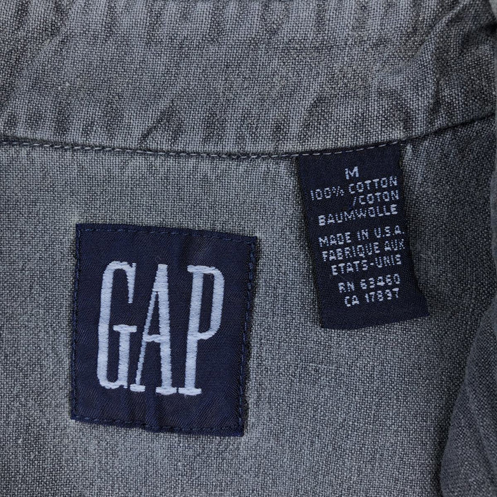90'S GAP (Old GAP) Long-Sleeve Button-Down Shirt, Made in USA, Men's Size M (Equivalent), Vintage cotton Charcoal Vintage Second Hand