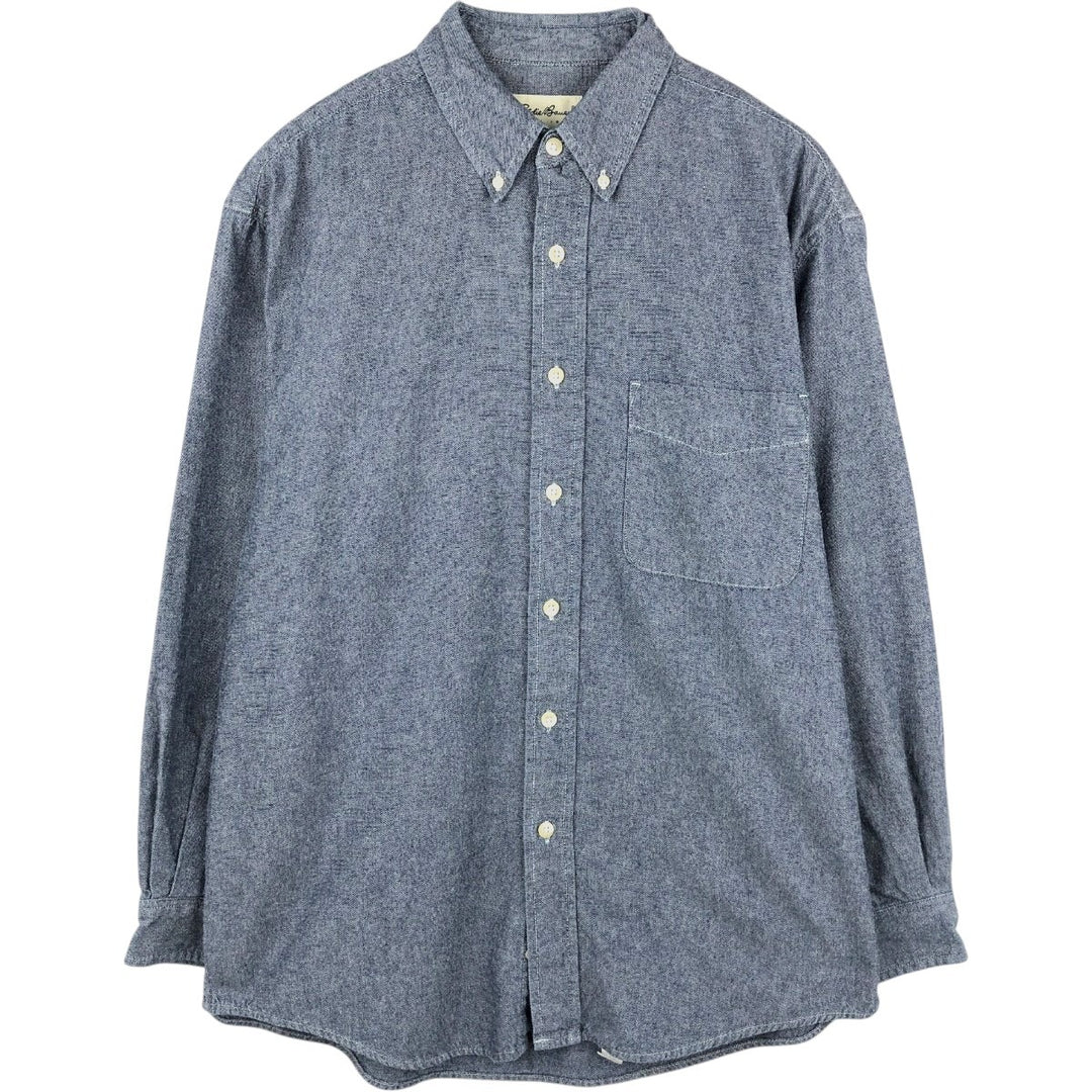 Eddie Bauer long-sleeved button-down shirt, men's size M cotton navy blue type Vintage Second Hand