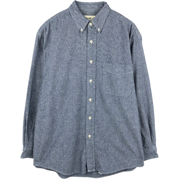 Eddie Bauer long-sleeved button-down shirt, men's size M cotton navy blue type Vintage Second Hand