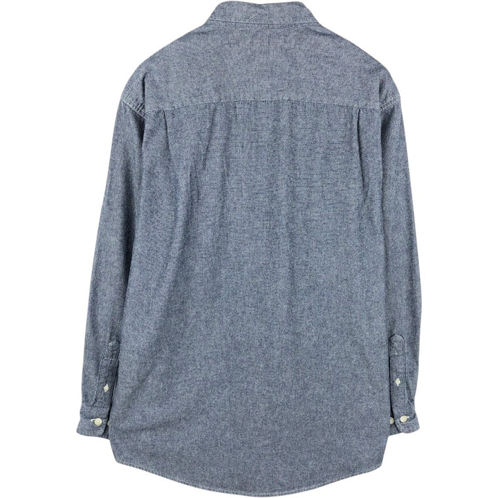 Eddie Bauer long-sleeved button-down shirt, men's size M cotton navy blue type Vintage Second Hand