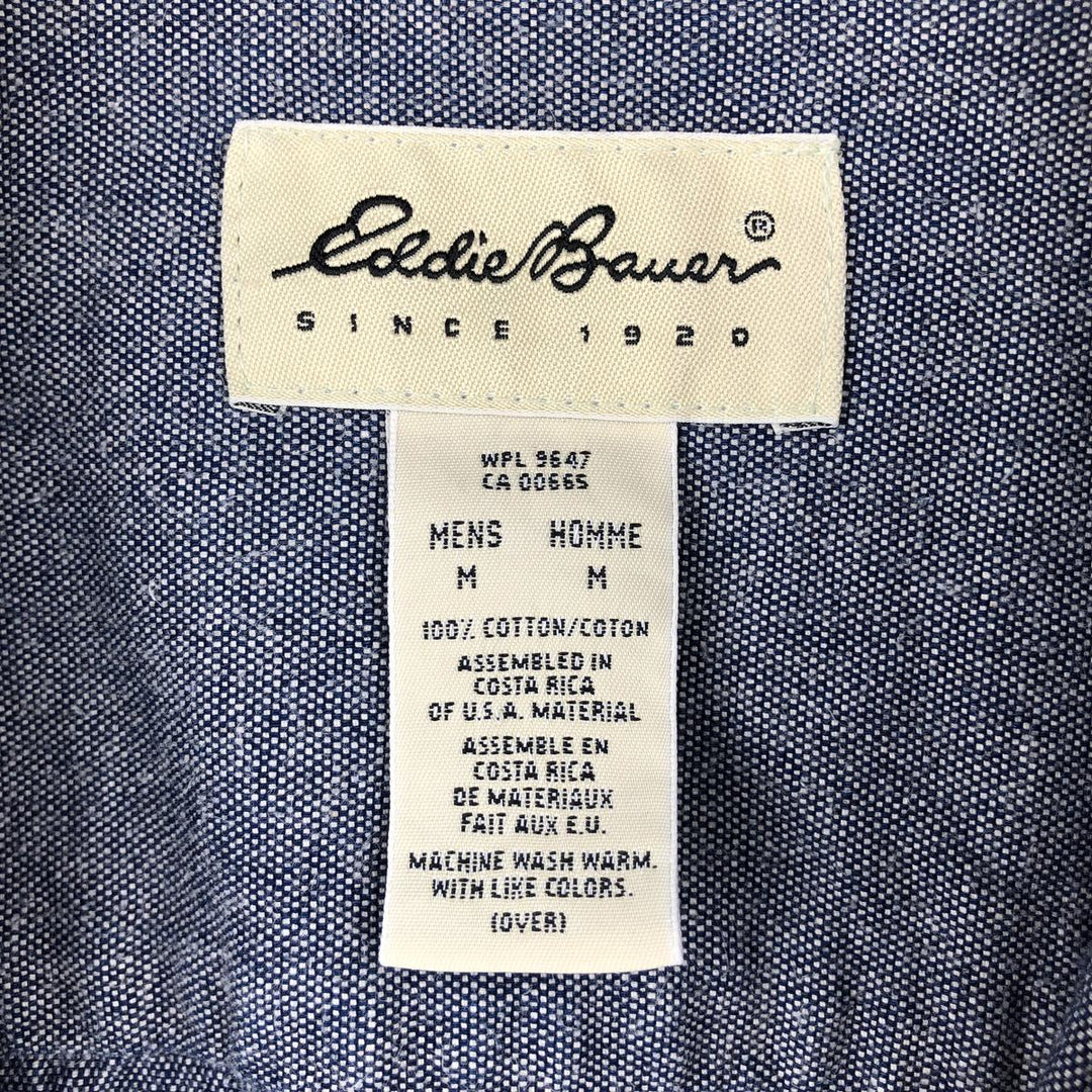 Eddie Bauer long-sleeved button-down shirt, men's size M cotton navy blue type Vintage Second Hand