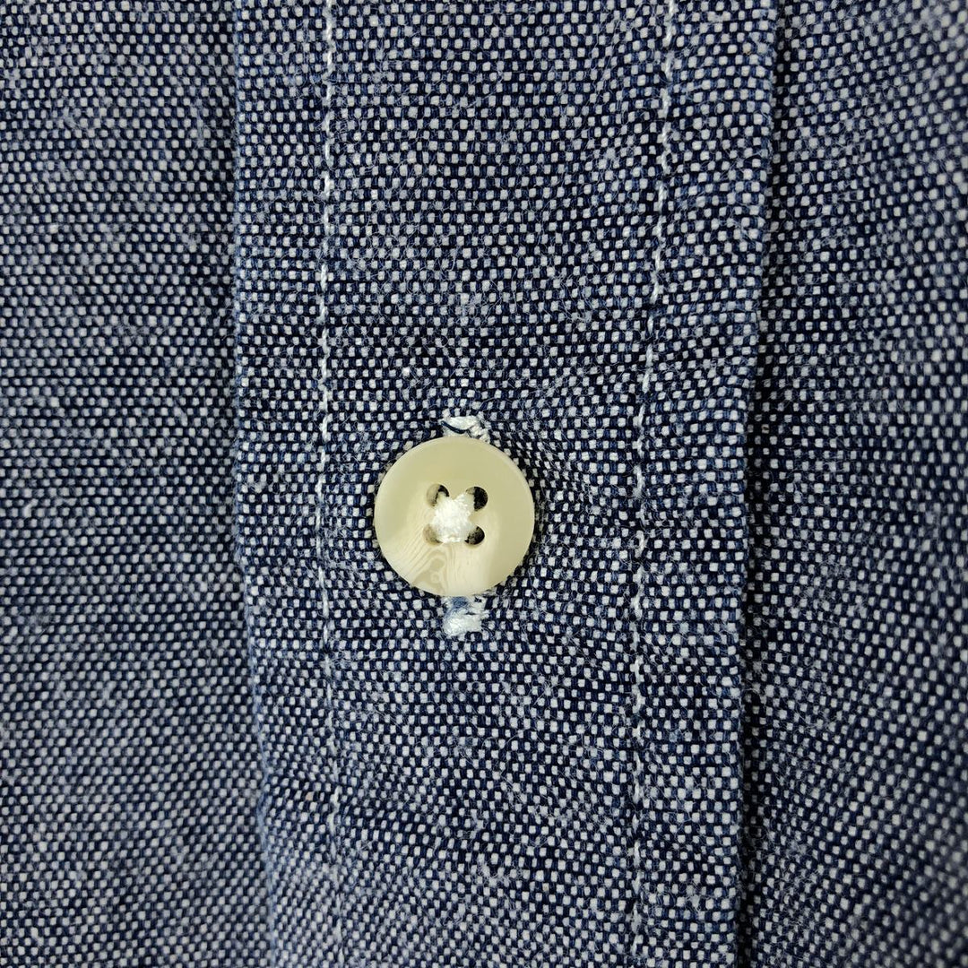 Eddie Bauer long-sleeved button-down shirt, men's size M cotton navy blue type Vintage Second Hand