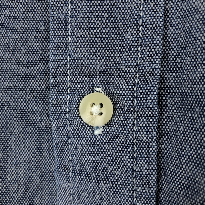 Eddie Bauer long-sleeved button-down shirt, men's size M cotton navy blue type Vintage Second Hand