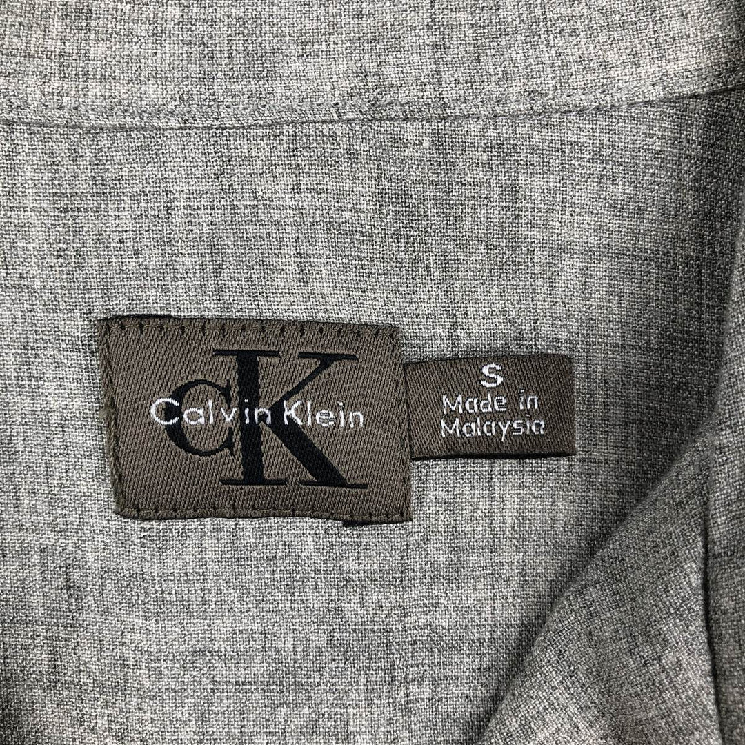 Calvin Klein long-sleeved open-collar box shirt, men's size S. unclear gray type Vintage Second Hand