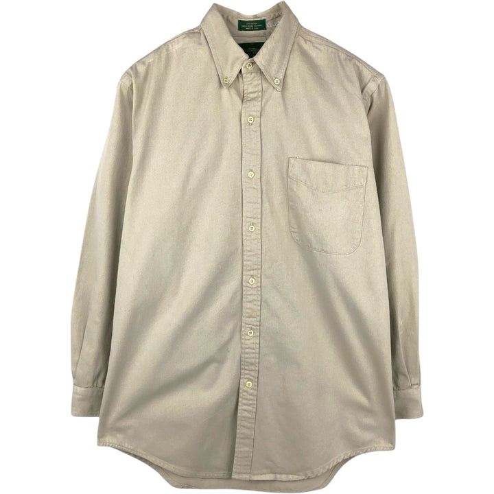 90'S J.Crew Long-Sleeve Button-Down Shirt, Made in USA, Men's Size S (Equivalent), Vintage cotton Beige type Vintage Second Hand