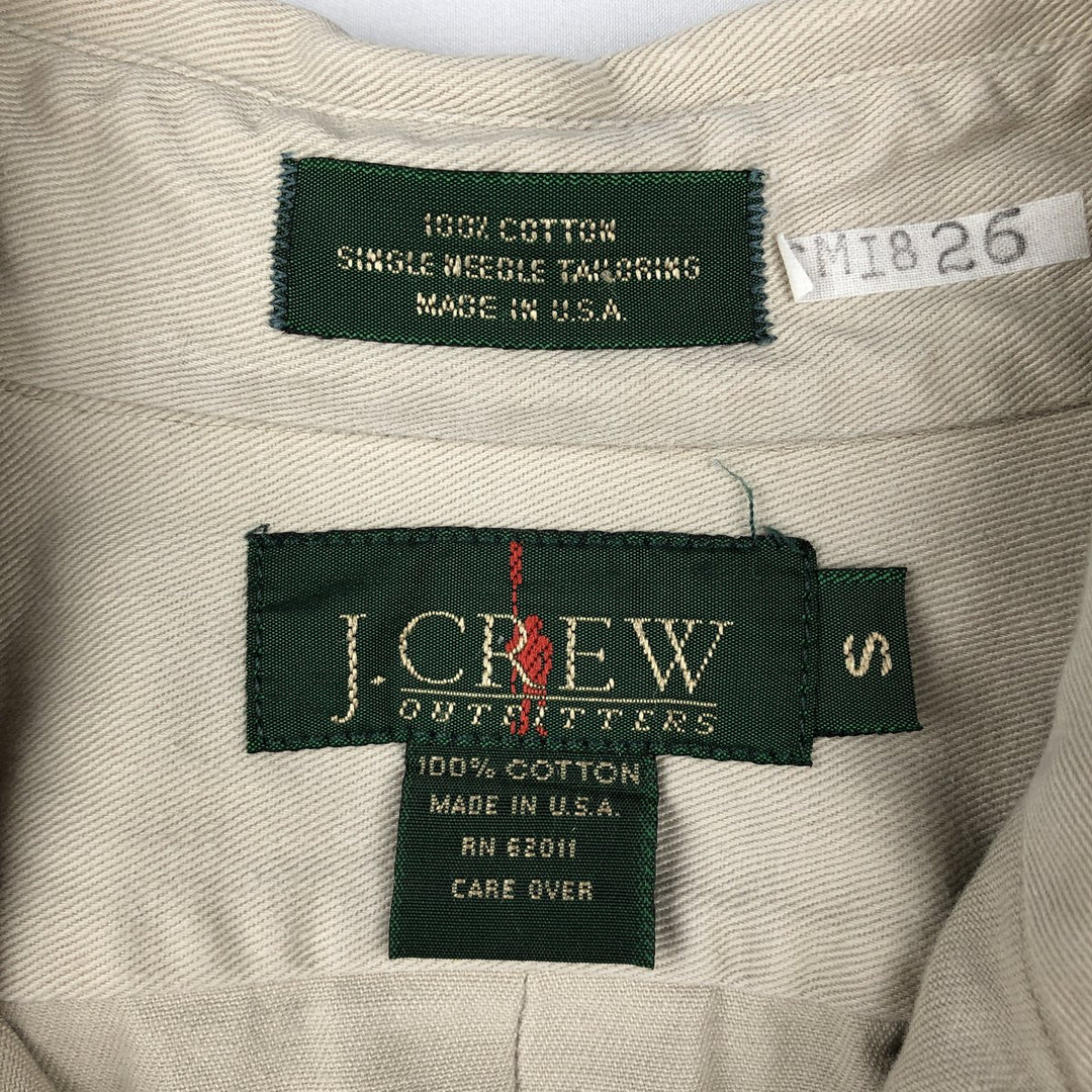90'S J.Crew Long-Sleeve Button-Down Shirt, Made in USA, Men's Size S (Equivalent), Vintage cotton Beige type Vintage Second Hand