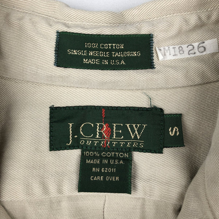 90'S J.Crew Long-Sleeve Button-Down Shirt, Made in USA, Men's Size S (Equivalent), Vintage cotton Beige type Vintage Second Hand
