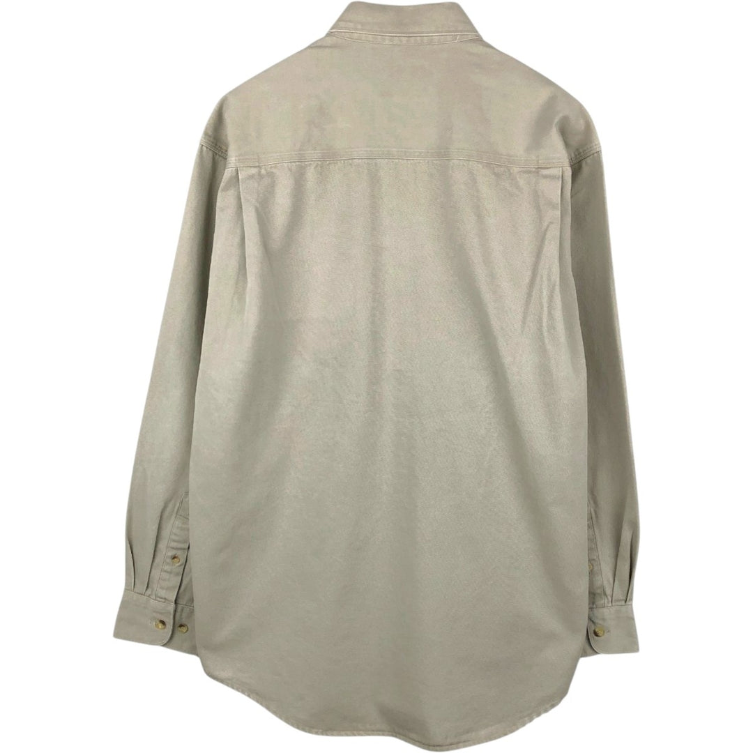 1990'S Woolrich Long-Sleeve Button-Down Shirt, Men's Size L (Equivalent), Vintage cotton Beige type Vintage Second Hand