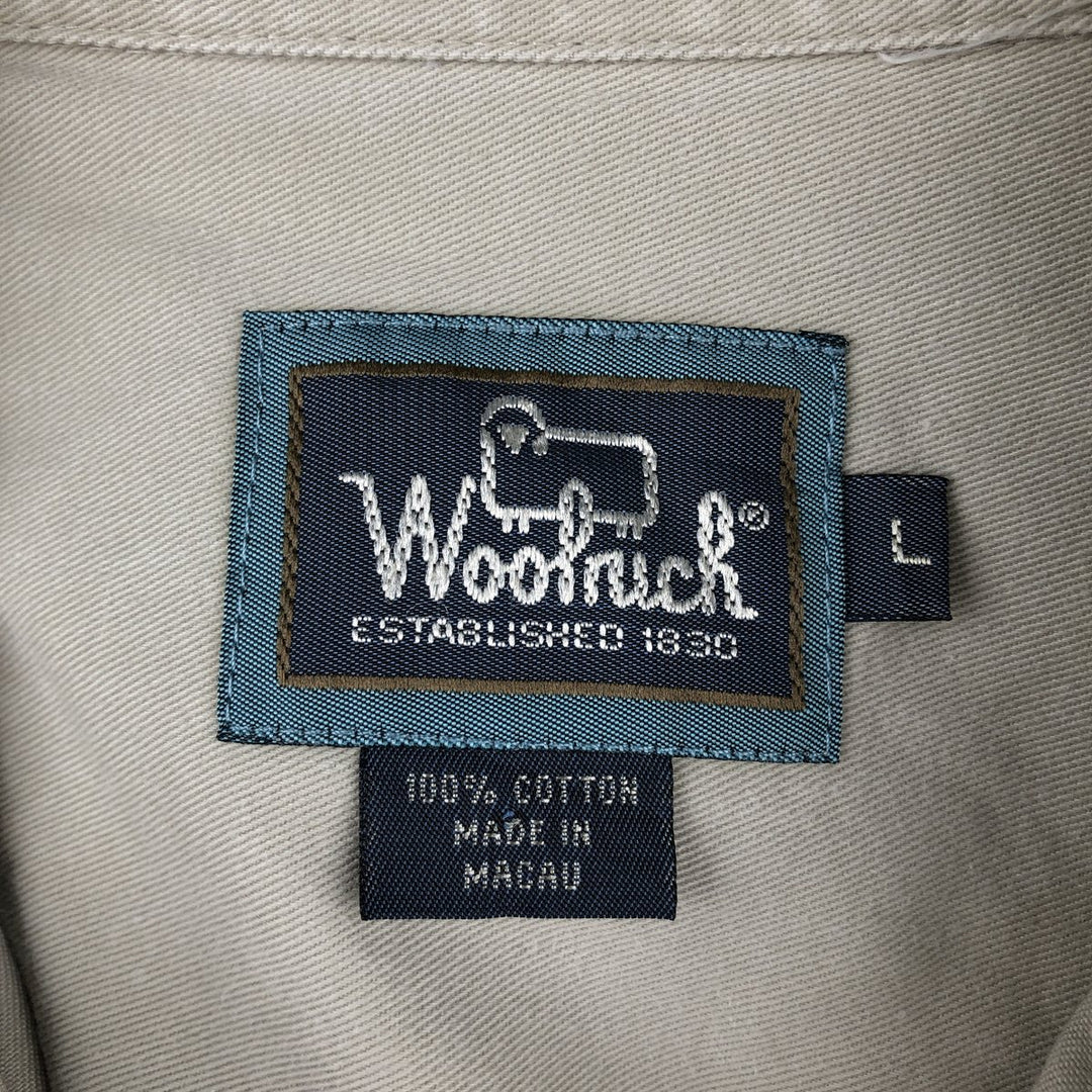 1990'S Woolrich Long-Sleeve Button-Down Shirt, Men's Size L (Equivalent), Vintage cotton Beige type Vintage Second Hand