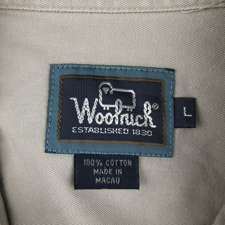 1990'S Woolrich Long-Sleeve Button-Down Shirt, Men's Size L (Equivalent), Vintage cotton Beige type Vintage Second Hand