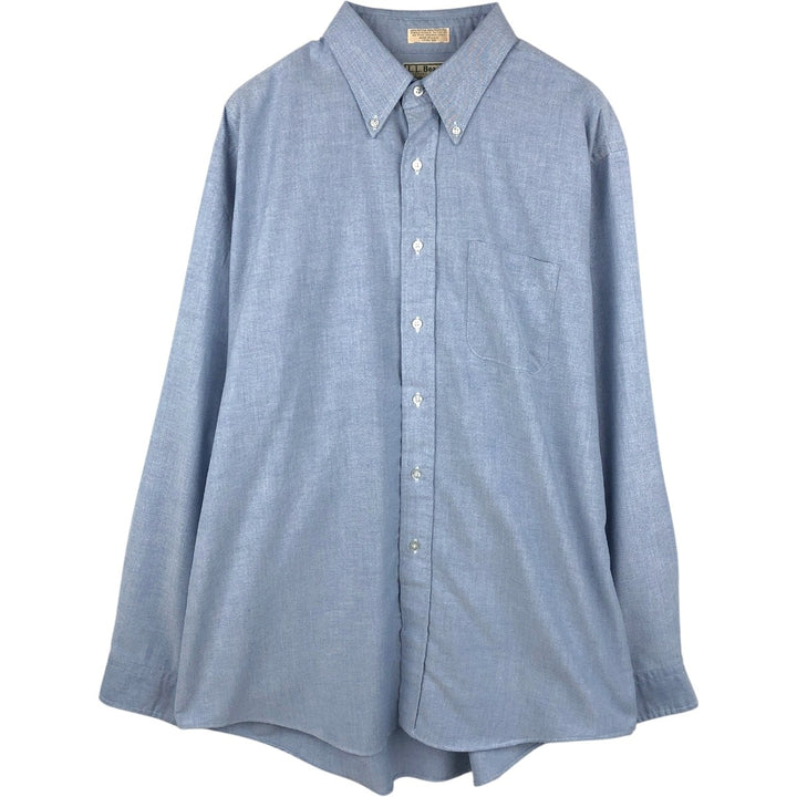 90'S LL Bean Long-Sleeve Button-Down Shirt, Made in USA, Men's XL (approx.), Vintage cotton Blue type light blue Vintage Second Hand