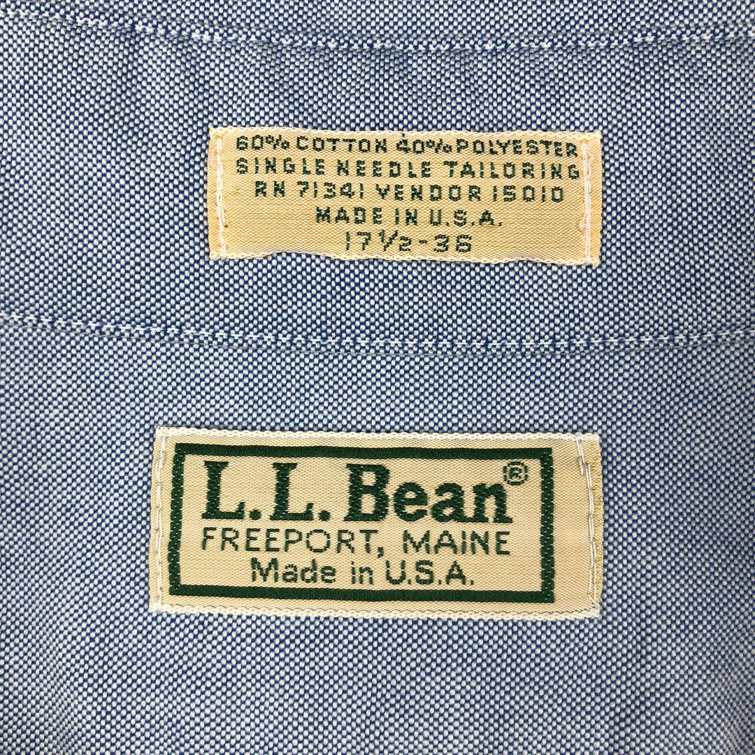 90'S LL Bean Long-Sleeve Button-Down Shirt, Made in USA, Men's XL (approx.), Vintage cotton Blue type light blue Vintage Second Hand