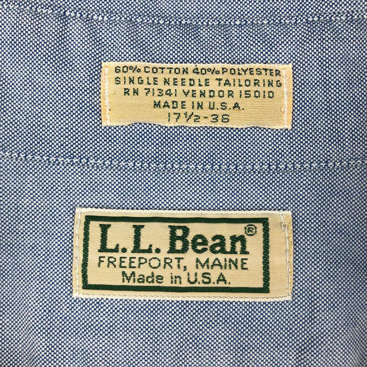 90'S LL Bean Long-Sleeve Button-Down Shirt, Made in USA, Men's XL (approx.), Vintage cotton Blue type light blue Vintage Second Hand