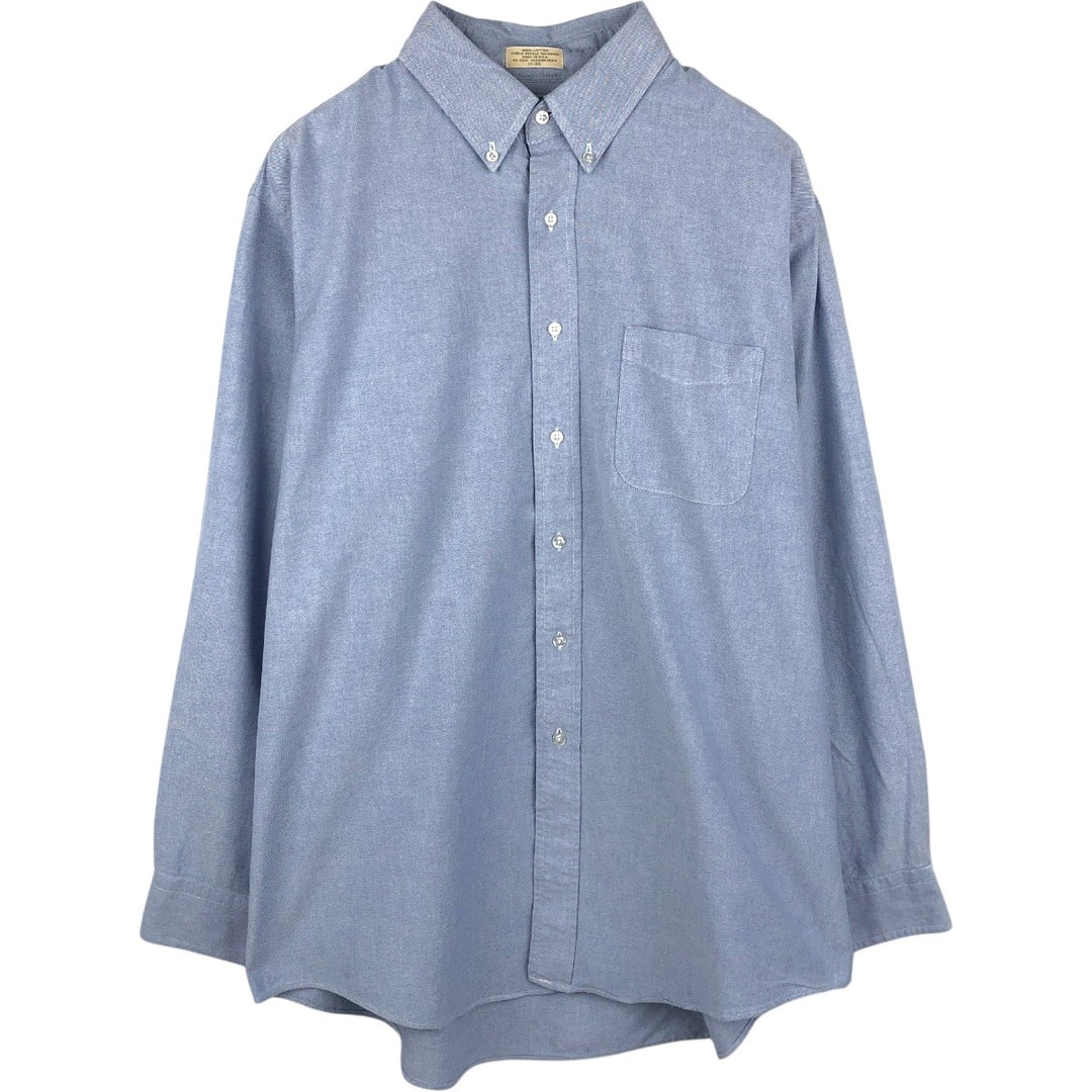 1980'S LL Bean Long-Sleeve Button-Down Shirt, Made in USA, Men's Size XL (Equivalent), Vintage cotton Blue type light blue Vintage Second Hand