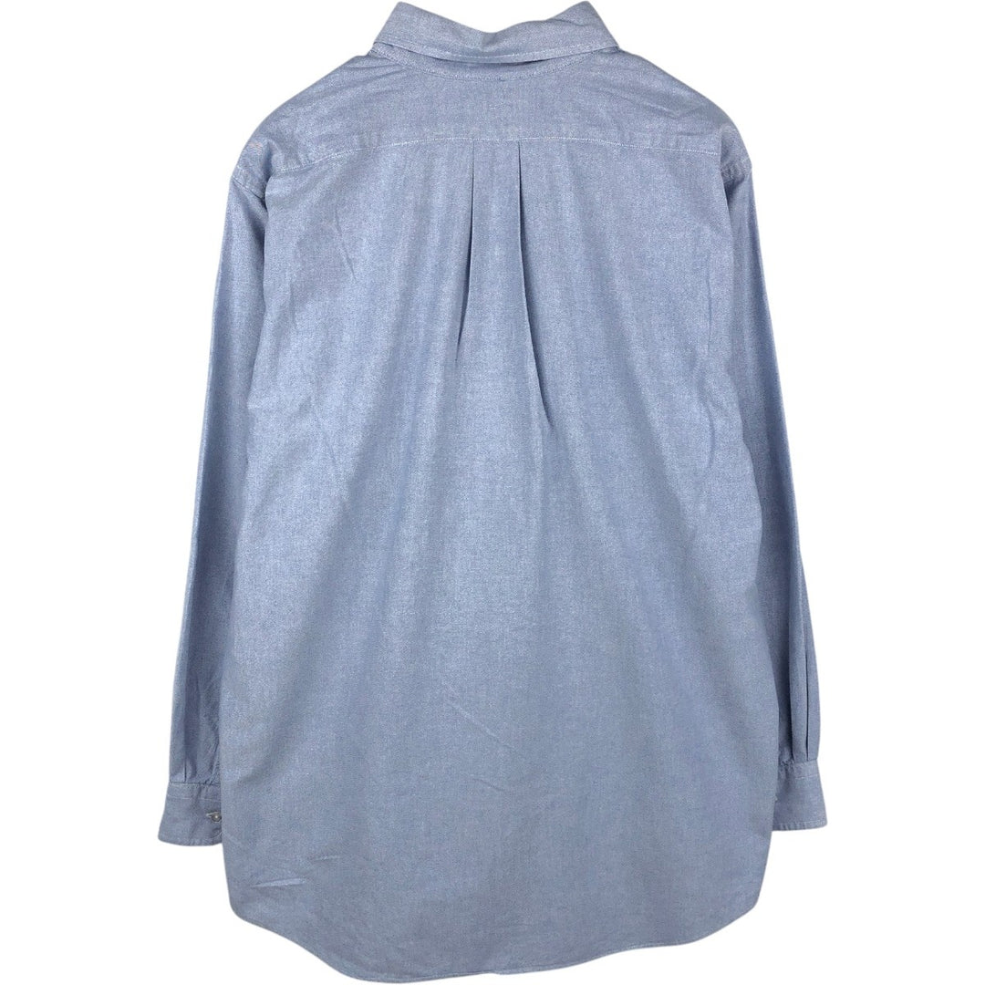 1980'S LL Bean Long-Sleeve Button-Down Shirt, Made in USA, Men's Size XL (Equivalent), Vintage cotton Blue type light blue Vintage Second Hand