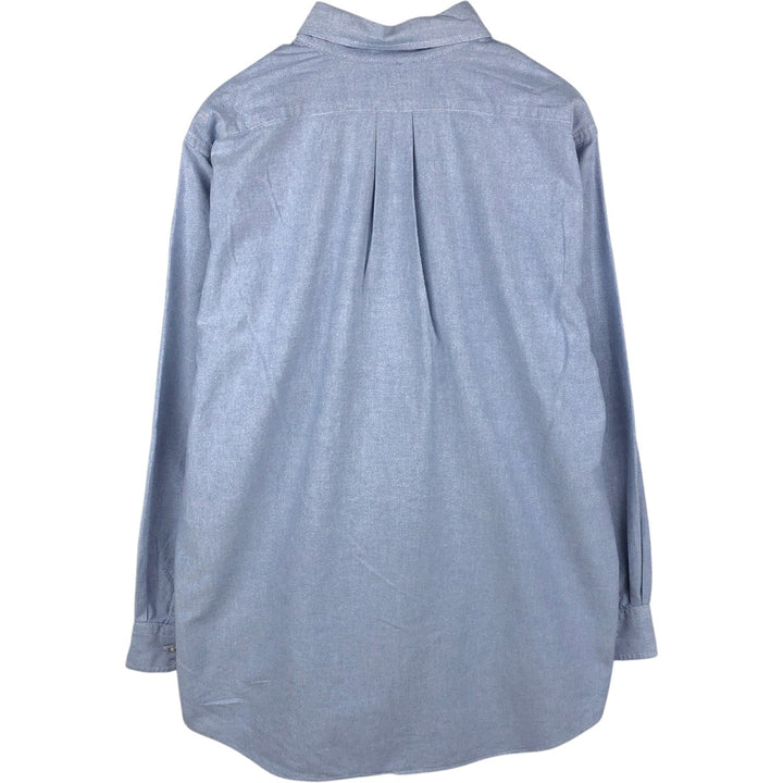 1980'S LL Bean Long-Sleeve Button-Down Shirt, Made in USA, Men's Size XL (Equivalent), Vintage cotton Blue type light blue Vintage Second Hand